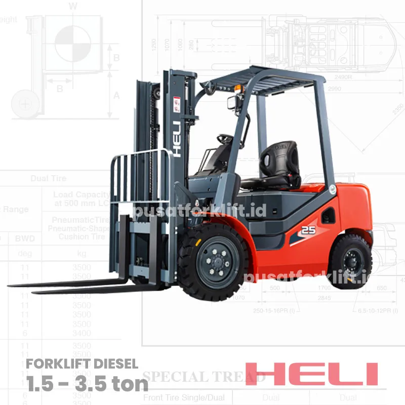 Forklift Heli 2.5 Ton Diesel / Solar CPC/CD15