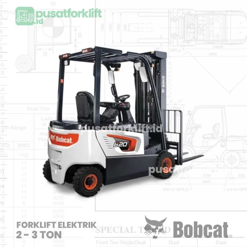 Forklift Bobcat 2 Ton B20NS (2.000 Kg) Elektrik